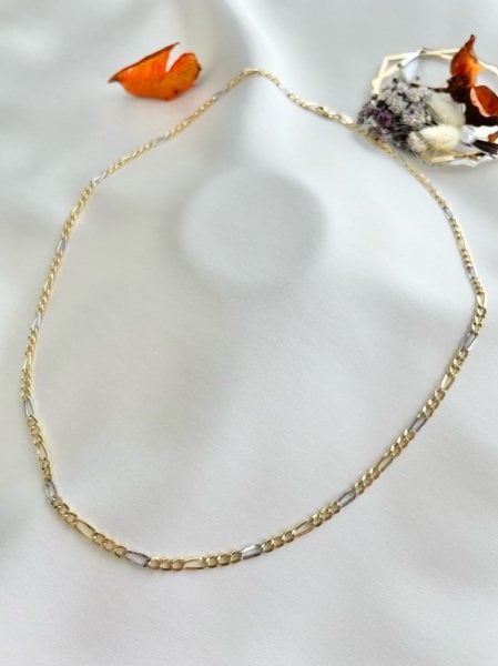 Yeşil Beyaz Figaro Zincir 3 mm