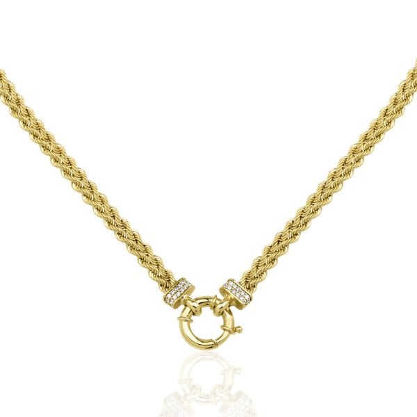 Çift Halat Taşlı Zincir Kolye