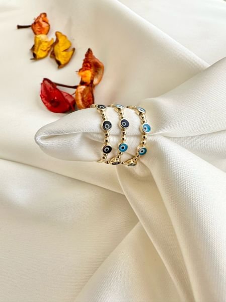 14 Kuyumculuk Turkuaz Nazarlıklı  Yüzük